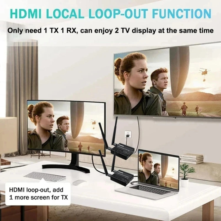 200m Wireless HDMI Extender Signal Amplifier, Transmitter+Receiver(Black) by buy2fix