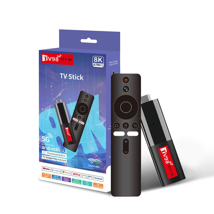 TV98 ATV 8K Allwinner H618 Android 14 2.5G+5G Dual Wifi HD Set-Top Box With Bluetooth Voice Remote Controller 2GB+16GB by buy2fix
