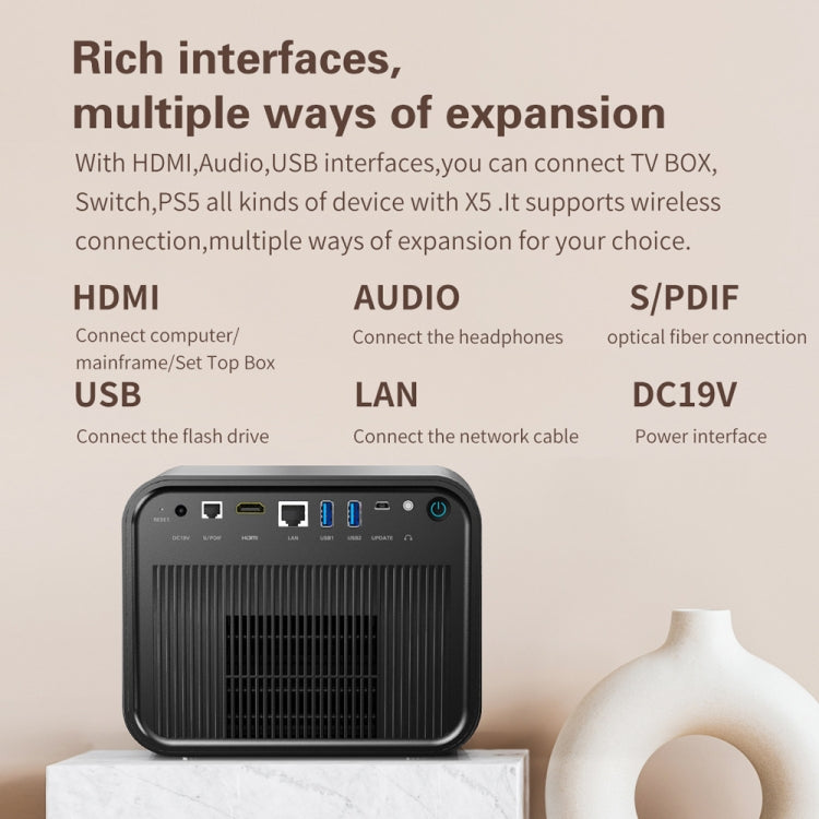TOUMEI X5 Home Theater DLP Projector HD High Bright 1080P Projector EU Plug(Gray) - Mini Projector by TOUMEI | Online Shopping UK | buy2fix