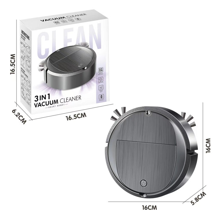 Intelligent Sweeper Robot Home Automatic 3 In 1 Integrated Cleaning Machine Vacuum Cleaner, Style: Battery Black by buy2fix