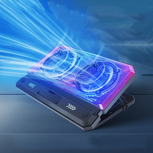 NUOXI C300 Dual-fans RGB Light Adjustable Laptop Radiator Lifting and Folding Cooling Stand(Black) by NUOXI