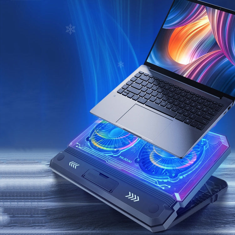 NUOXI C300 Dual-fans RGB Light Adjustable Laptop Radiator Lifting and Folding Cooling Stand(Black) by NUOXI