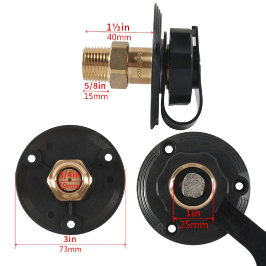 RV Brass Water Inlet Check Valve Yacht Accessories, Color: Black by buy2fix