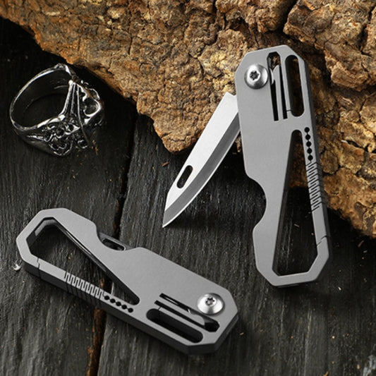 Multifunctional Titanium Keychain Outdoor Portable Defense Mini Folding Knife, Style: With 2 Titanium Ring by buy2fix