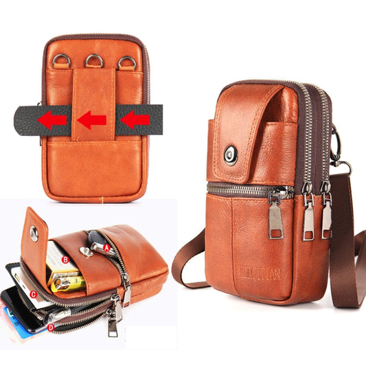 KUNQITIAN Mobile Phone Waist Bag Belt Leather Case With Shoulder Strap, Size: S(Black) - by KUNQITIAN | Online Shopping UK | buy2fix