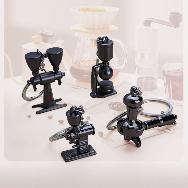 Mini Metal Keychain Coffee Utensils Decorative Pendant, Style: Siphon Pot Black by buy2fix