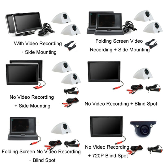 5 Inch AHD Video Monitor Car Reversing High-Definition Camera, Specification: With Video Recording + Side Mounting by buy2fix