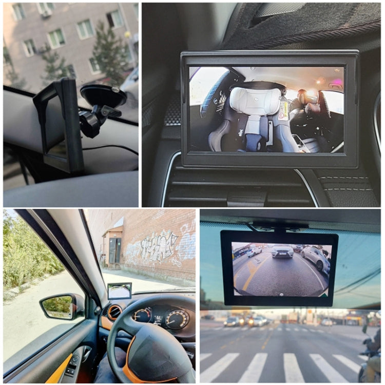 5 Inch Carplay Portable Surveillance Video Car Display, Specification: Folding Screen + White Two-way Camera Side-mounted by buy2fix