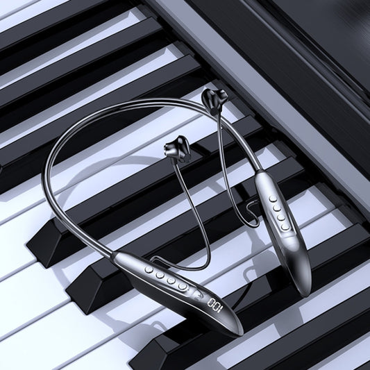 M518P Running Sports Long Standby Semi-In-Ear Neck-Hanging Digital Bluetooth Earphone(Silver) - Neck-mounted Earphone by buy2fix | Online Shopping UK | buy2fix