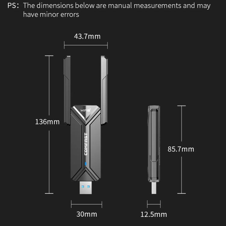 COMFAST CF-983BE WiFi7 Tri-Band 6500Mbps USB Wireless Network Adapter PC Network Card by COMFAST
