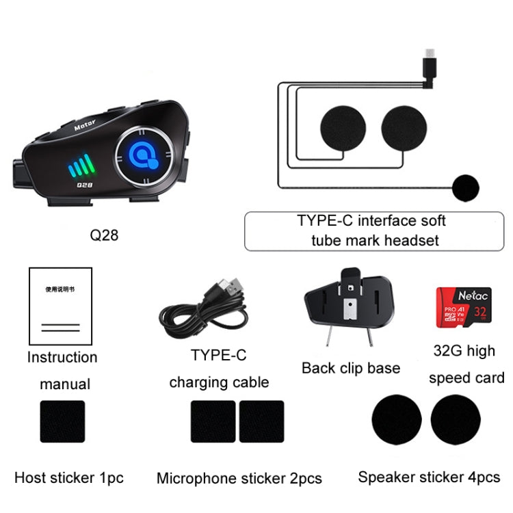 KUQIBAO Q28 Motorcycle Riding Helmet Bluetooth-compatible Headset Recorder(Soft Microphone) - Motorcycle Walkie Talkie by KUQIBAO | Online Shopping UK | buy2fix
