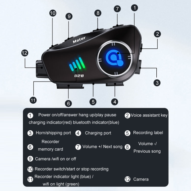 KUQIBAO Q28 Motorcycle Riding Helmet Bluetooth-compatible Headset Recorder(Soft Microphone) - Motorcycle Walkie Talkie by KUQIBAO | Online Shopping UK | buy2fix