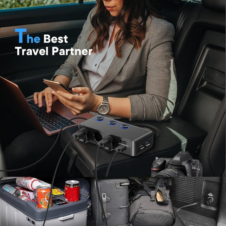 TR30P QC3.0/PD Fast Charging 7 In 1 Car Cigarette Lighter With Display by buy2fix