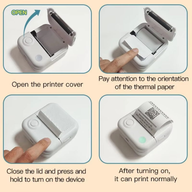 200DPI Mini Label Printer Thermal Inkless Black And White Printer With 1 Roll Printing Paper(Pink) - Receipt Printers by buy2fix | Online Shopping UK | buy2fix