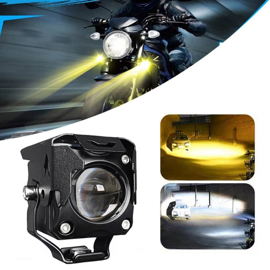 20W Motorcycle LED Headlight Auxiliary Spotlight Lens Dual Color Fog Light(Near Yellow+Far White) by buy2fix