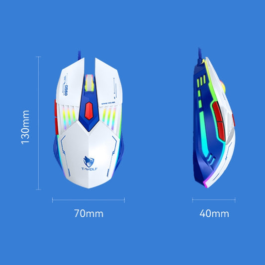 T-WOLF G560 6-keys Cool Breathing Light Gaming Wired Mouse Mechanical Office Silent Mouse(Blue) by T-WOLF
