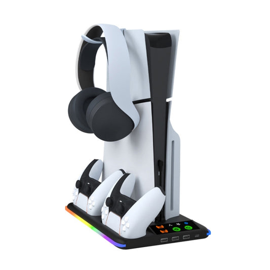 For PS5 Slim / PS5 iplay HA-8008 Cooling Bracket Headphone Organiser Grip Holder Charger(White) - Holder by iplay | Online Shopping UK | buy2fix