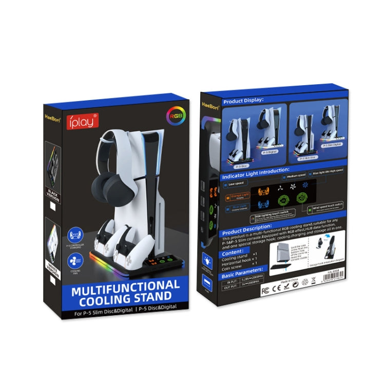 For PS5 Slim / PS5 iplay HA-8008 Cooling Bracket Headphone Organiser Grip Holder Charger(White) - Holder by iplay | Online Shopping UK | buy2fix