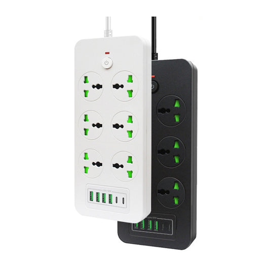 Thunderproof Overload Protection 4USB+2PD+6 Holes Socket, Color: Black UK Plug by buy2fix