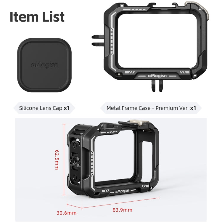 AMagisn Upgrade Ver Metal Rabbit Cage For GoPro HERO13 Black / HERO12 Black / HERO11 Black / HERO10 Black / HERO9 Black(Black) by aMagisn