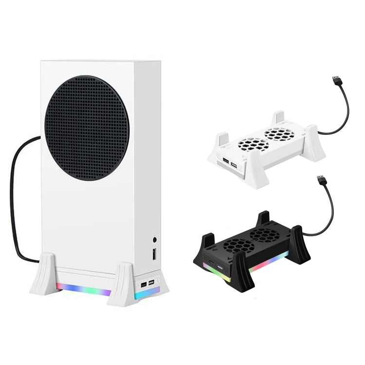 For XBOX Series S Console Base Cooling Fan Built-in LED Light Strip(White) - Holder by buy2fix | Online Shopping UK | buy2fix