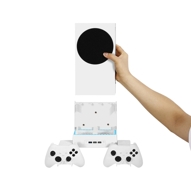For XBOX Series S Wall Mounted Cooling RGB Multi-function Base With Fan and Hook(White) - Holder by buy2fix | Online Shopping UK | buy2fix