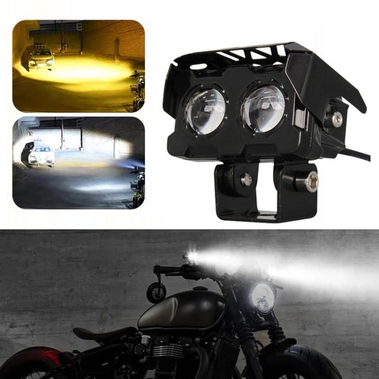 20W Motorcycle Spotlight High Bright Two Color Modified External Waterproof LED Lens Headlight(Always Bright - 3 Wire) by buy2fix