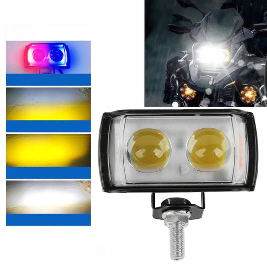 Motorcycle LED Spotlight External Mini Lens High Brightness Flash Headlight Driving Fog Lamps(2 Lens) by buy2fix