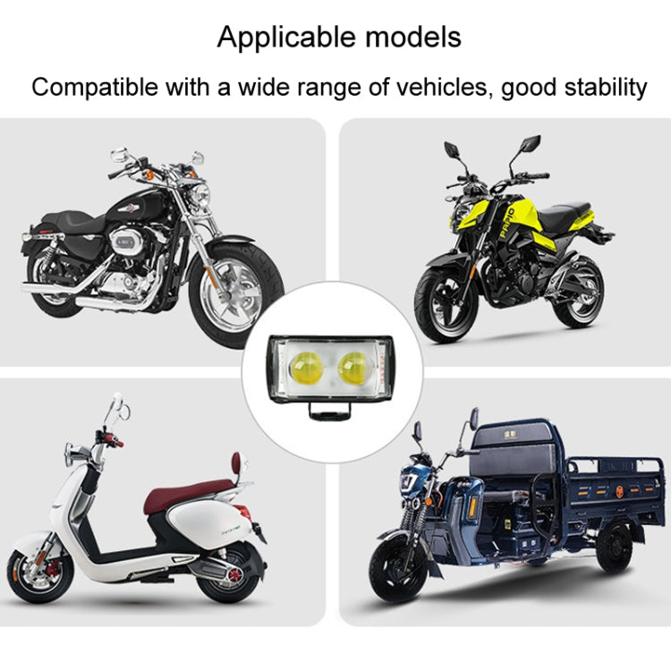 Motorcycle LED Spotlight External Mini Lens High Brightness Flash Headlight Driving Fog Lamps(2 Lens) by buy2fix