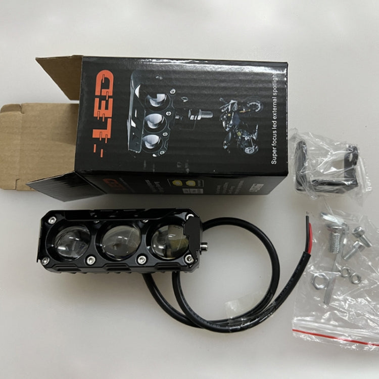 35W Motorcycle Spotlight Dual Color LED Headlight Triple Eye Waterproof Headlight, Model: Flashing-(2 Wires) by buy2fix