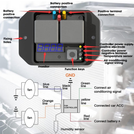 24V Digital Radiator Fan Controller Switch Automotive Fan Wiring Harness by buy2fix