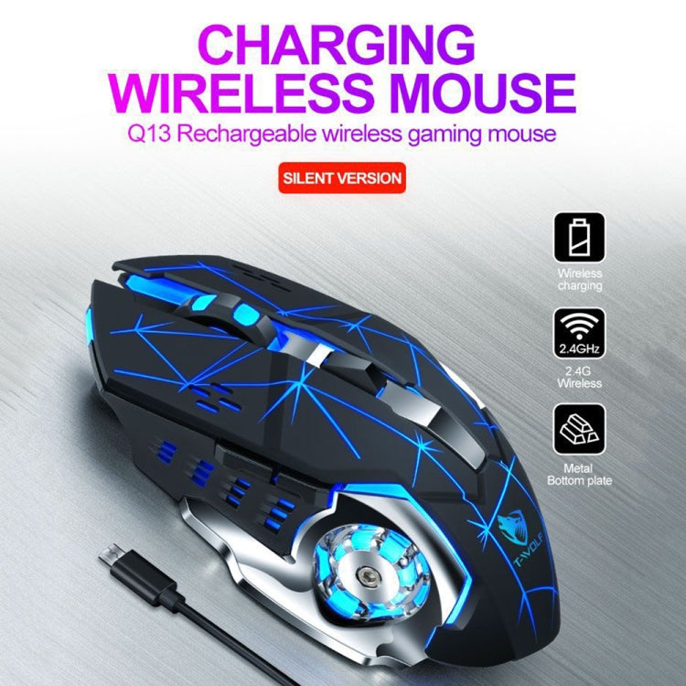 T-WOLF Q13 2.4GHz 6-keys RGB Colorful Light Gaming Wireless Mouse, Color: Single Mode Black by T-WOLF