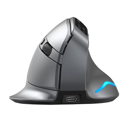 ZELOTES F-26C 8-Keys 2.4G+Bluetooth Dual-Mode LED Display Vertical Grip Wireless Mouse(Gray) by ZELOTES