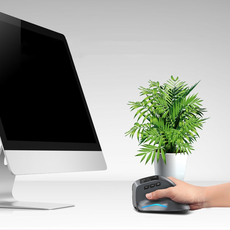 ZELOTES F-26C 8-Keys 2.4G+Bluetooth Dual-Mode LED Display Vertical Grip Wireless Mouse(Gray) by ZELOTES