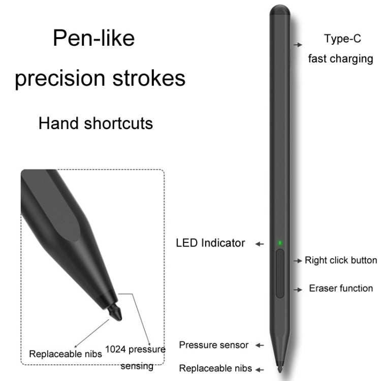For Microsoft Surface Pro/Go/Laptop/Book Anti-Touch Handwriting Capacitive Pen(Gray) - Stylus Pen by buy2fix | Online Shopping UK | buy2fix
