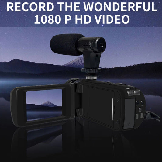 16MP 16X Digital Zoom Vlogging Camera Video Camcorder with 2.4 Inch Flip Screen, Spec: With Wide Angle & Mic EU Plug by buy2fix