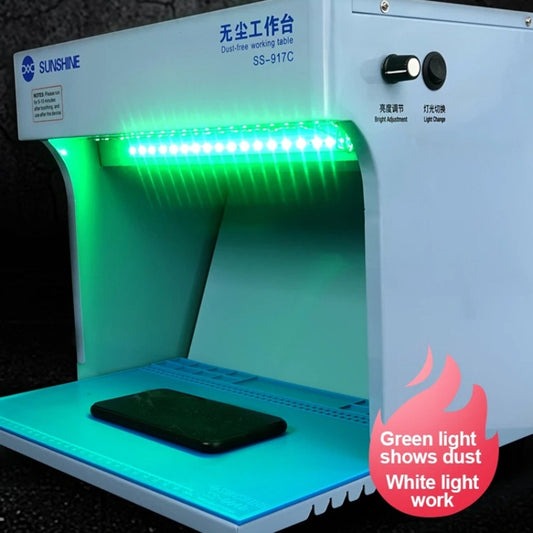 SUNSHINE SS-917C Mobile Phone Screen Repair Dust-free Workbench Green White Light Dual Lamps Dust Display Lamp Operator Bench US Plug by SUNSHINE