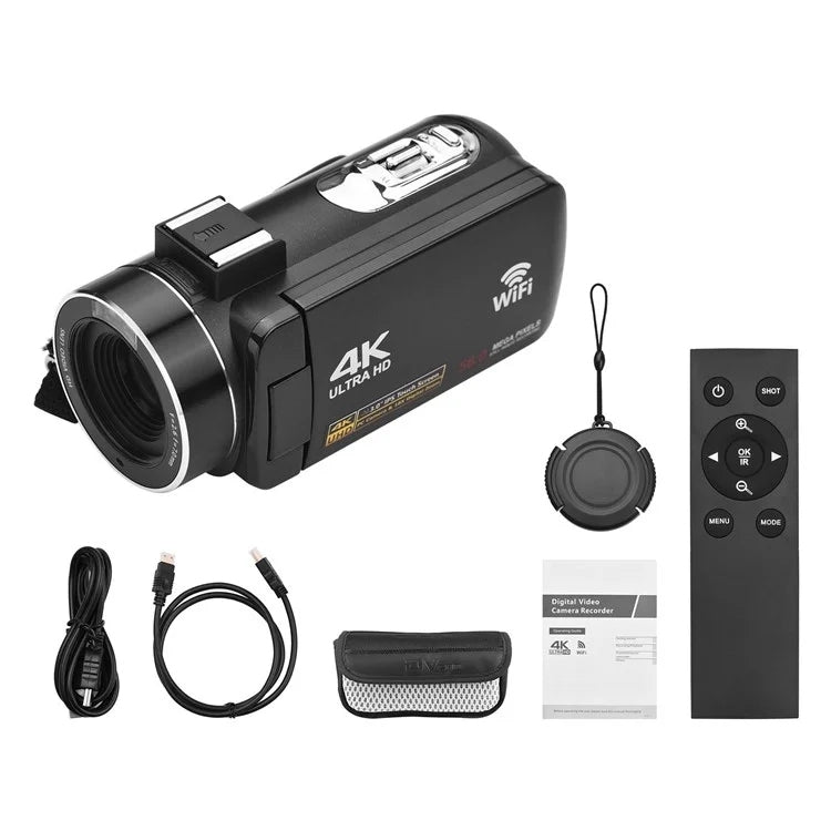 4K Digital Video Camera 3 Inch IPS Touch Screen 56MP 18X Digital Zoom WiFi Camcorder, Spec: Standard by buy2fix