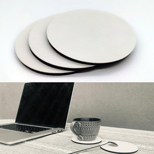 6.8cm 4pcs PU Leather Car Coaster Car Decorative Water Absorption Cup Sink Mat(White) by buy2fix