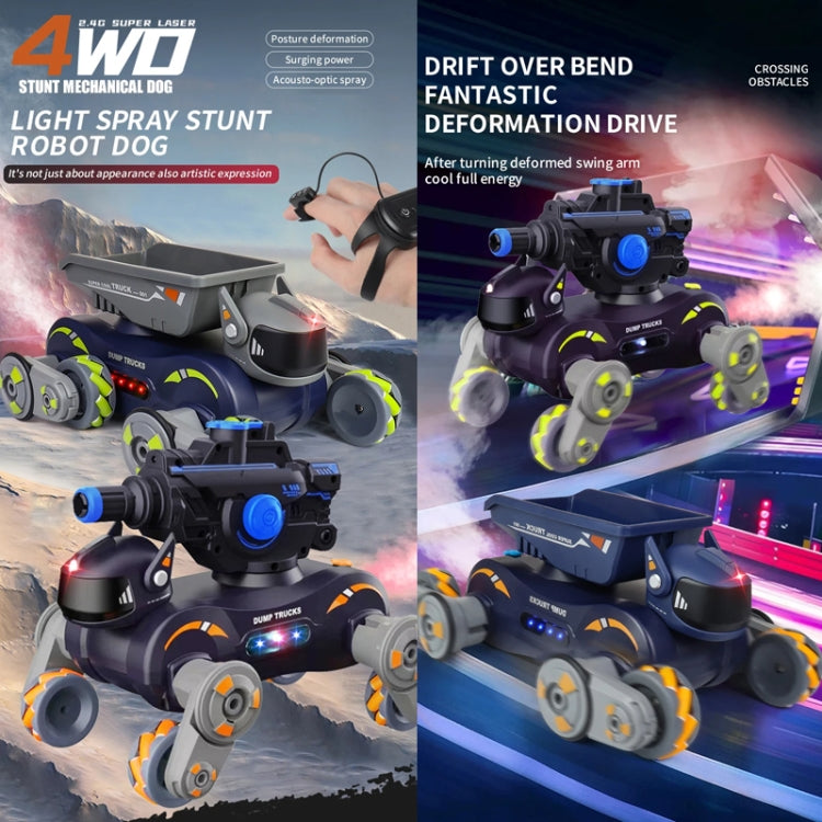 Eight Wheel Stunt Robot Dog Smart Gesture Sensor RC Kids Toy Car With Lights Music Spray Car, Style: Tank Orange Single RC - RC Cars by buy2fix | Online Shopping UK | buy2fix
