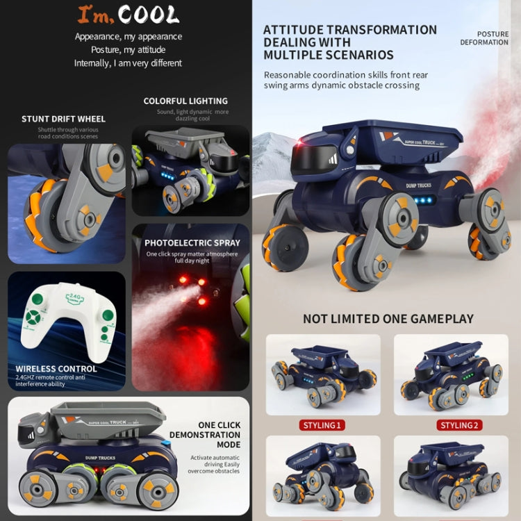 Eight Wheel Stunt Robot Dog Smart Gesture Sensor RC Kids Toy Car With Lights Music Spray Car, Style: Green Dual RC - RC Cars by buy2fix | Online Shopping UK | buy2fix