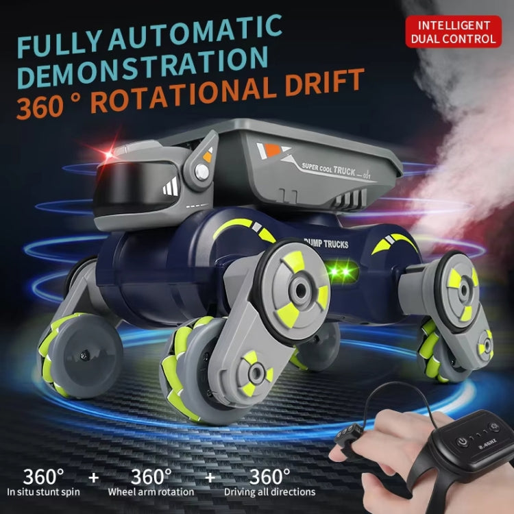 Eight Wheel Stunt Robot Dog Smart Gesture Sensor RC Kids Toy Car With Lights Music Spray Car, Style: Tank Green Single RC - RC Cars by buy2fix | Online Shopping UK | buy2fix