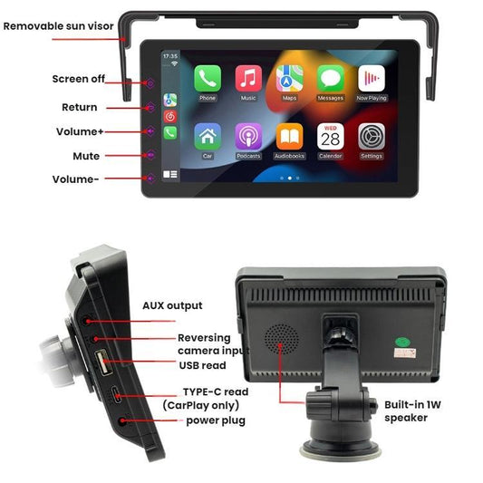 7 Inch Bluetooth 5.0 Portable CarPlay Monitor, Specifications: Display + Camera - Car MP3 & MP4 & MP5 by buy2fix | Online Shopping UK | buy2fix