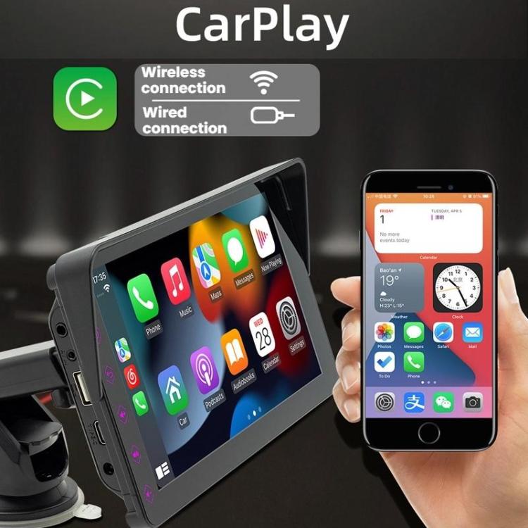 7 Inch Bluetooth 5.0 Portable CarPlay Monitor, Specifications: Display + Camera - Car MP3 & MP4 & MP5 by buy2fix | Online Shopping UK | buy2fix