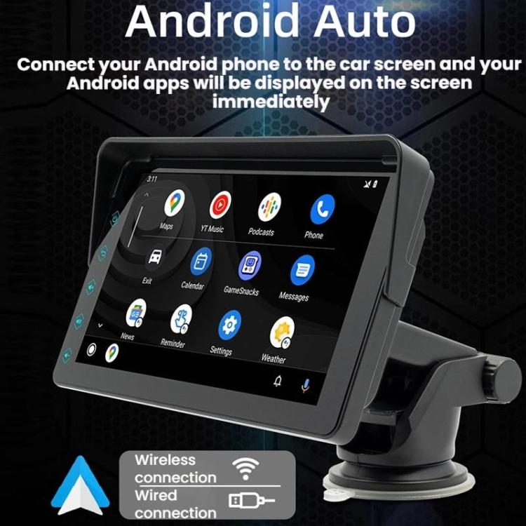 7 Inch Bluetooth 5.0 Portable CarPlay Monitor, Specifications: Display + Camera - Car MP3 & MP4 & MP5 by buy2fix | Online Shopping UK | buy2fix