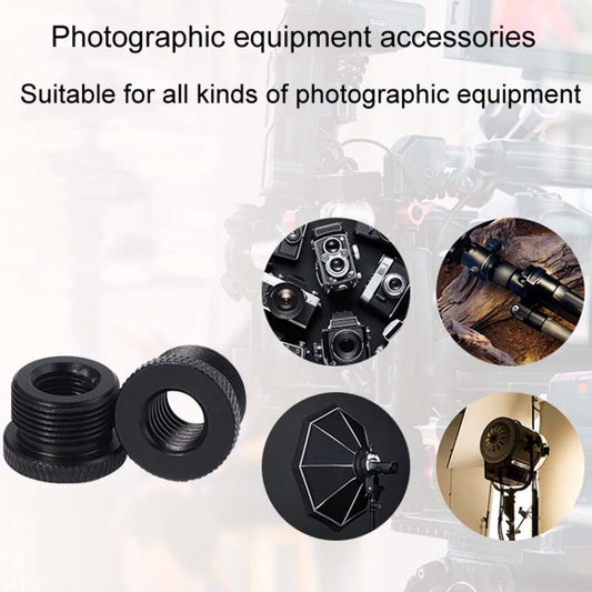 2pcs Metal 3/8 Female To 5/8-27 Male Adapter Screws Microphone Stands Conversion Photo Accessories(Black) - by buy2fix | Online Shopping UK | buy2fix