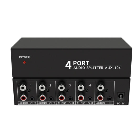 1 In 4 Out 3.5mm + RL Audio Distributor Stereo Audio Splitter For PC Laptop DVD, EU Plug - by buy2fix | Online Shopping UK | buy2fix