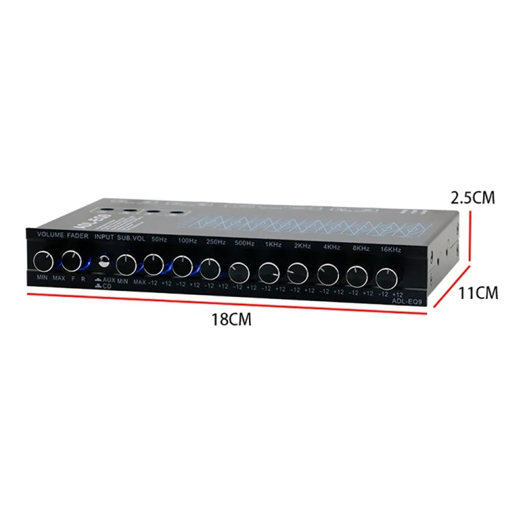 ADL-EQ9 Car Audio 9-Band Equalizer EQ Tuning Crossover Amplifier(Black) - Car Amplifiers by buy2fix | Online Shopping UK | buy2fix