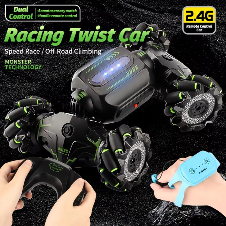 Children RC Car Toy Lights Electric Gesture Sensor Remote Control Twisting Stunt Car, Color: Green Dual RC(1:12) - RC Cars by buy2fix | Online Shopping UK | buy2fix