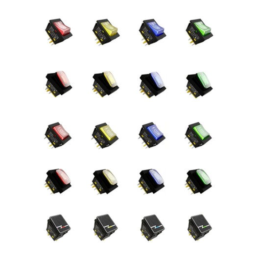 FILN 220V 30A Split Dustproof Boat-type Switch With Light, Specifications: Waterproof 6 Pin 3 Gear Green Light by FILN